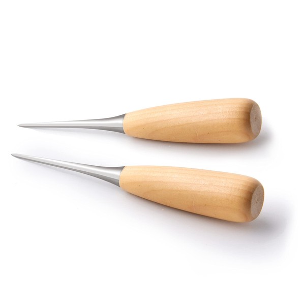 RERI Awl Wooden Handle Round Blade Awl 2 Pcs