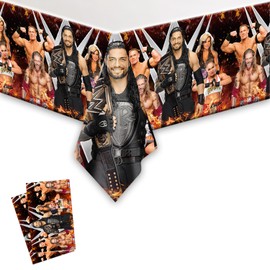 2Pacs Wrestling Tablecloth Disposable Tablecover Birthday Party Supplies and Decorations for Kid Boy Baby Shower Rectangle Tables 70"X42"