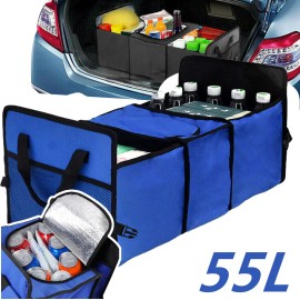 Blue,Rear Trunk Organizer Storage Box Bin Cooler Bag Collapsible Car Accessories