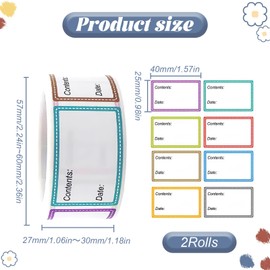 2 Rolls 1000 Pieces Freezer Labels, Food Labels for Buffet, Removable Food Labels Stickers Labels for Storage Boxes, Freezer Labels Easy Peel Off for Jars, Pantry and Meal Containers