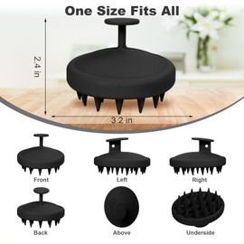 Meartchy Silicone Scalp Massager, Scalp Scrubber for Hair Growth with Soft Bristles, Scalp Exfoliator Brush Dandruff Removal Shampoo Brush for Wet Dry Scalp Care (Black)