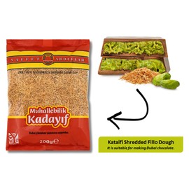 Kataifi Knafeh Shredded Fillo Dough - Dried Dubai Chocolate Bar Pistachio Phyllo Dough Sheets - Kunafa Chocolate Bar Pastry Phyllo Dough Bakery Desserts - Ingredient for The Viral Dubai Chocolate Bar Pistachio - 200 gr/0.44 lb