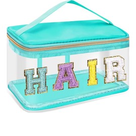 Letter Clear Makeup Bags, Preppy Patch Makeup Bag with Handle (Green, One Size)