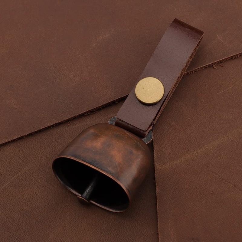 kcrygogo Leather Dog Collar Bell with Quick-Release Snap Buttons Training