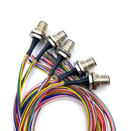 5Pcs 1.64ft M12 8 Pin A Code Male Connector Cable, IP67 Waterproof Front Mount Cable UnShielded Straight Aviation Socket Electrical Wire Sensor Receptacle 60V 2A (0.5Meter)