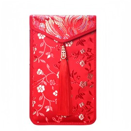 DJMczh Silk Embroidery Red Envelopes, Chinese Red Pocket Envelopes Hongbao Coin Card Holder Purse Lucky Money Envelopes Clutch Bag For Spring Festival Birthday Wedding