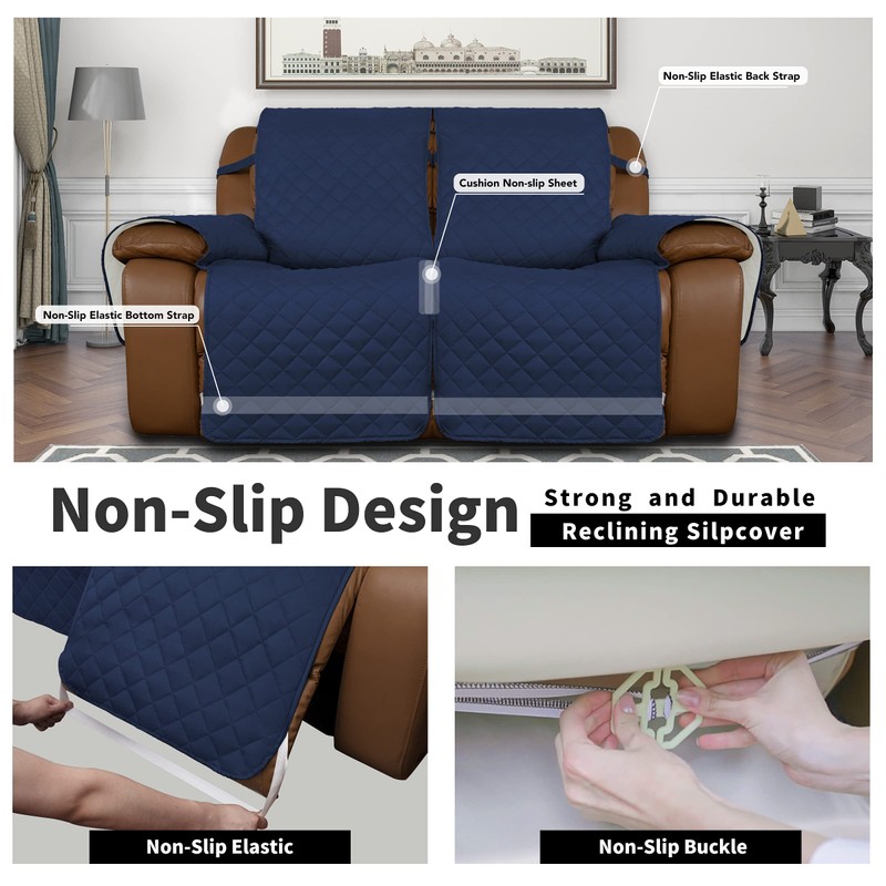 Easy-Going Oversized Loveseat Recliner Cover, Reversible Couch Cover for Double
