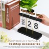 Wood & Metal Perpetual Flip Calendar, Reusable Wooden Desk Calendar