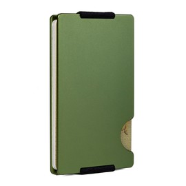 GOLRIDI Minimalist Wallet for Men,Slim RFID Blocking Wallet,Durable Expandable Compact Plate, Matel Credit Card Holder,Cash Strap/Money Clip (Matte Olive Green)