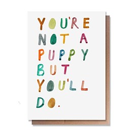 Wunderkid Funny Valentine's Day Card, Puppy Dog Love Anniversary Card for Him Boyfriend Husband Her (1 Single Card, Blank inside)