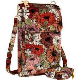 Miss Adola Cute Crossbody Purse Cell Phone Bags - Leather Cellphone Wallet Purse with Adjustable Shoulder Strap and Handle Strap Women Fashion Flower