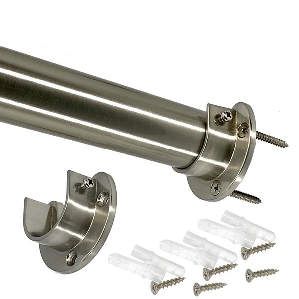 72" HEAVY DUTY Round Closet Rod w/Matching Support Flanges |
