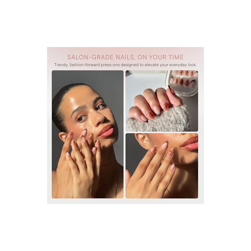 Celebritips Uñas Postizas Decorativas | Amber Muse, Uñas Cortas Almendradas,