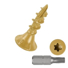 DTGN #8x3/4 Deck Screws - 500Pack - Good for Decks, Fences, Frames, Farms, Outdoor Furniture - Carbon Steel Wood Screws W/ T25 Torx Star Drive Bit - Tan