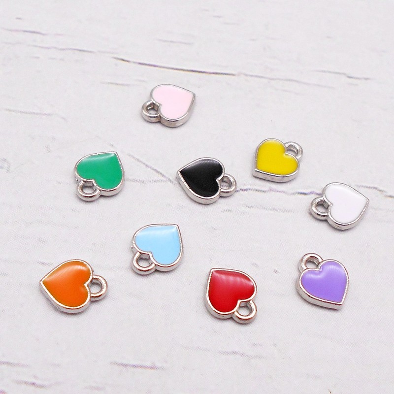 GraceAngie 200 Pieces Mix Colors Love Heart Charms Mini Metal