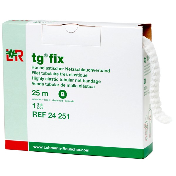 Lohmann & Rauscher tg Fix Net Tubular Bandage, Elastic Net Wound Dressing, Bandage Retainer for Small Extremities, Size B (40.0cm Wide x 25m Long When Stretched)