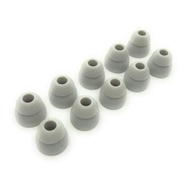 5 Pairs of Double Flange Replacement Earbud Tips fit Powerbeats, LG, Symphonized, iFrogz, Mpow, Skullcandy, Panasonic Headphones (Grey)