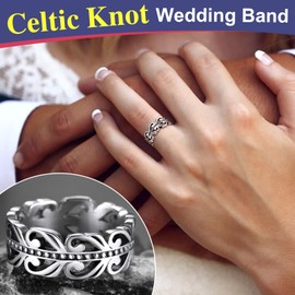 FaithHeart Stainless Steel Jewelry Infinity Heart Celtic Knot Rings for Men Boho Dress Ring Size 10