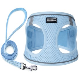 Dog Harness with Leash Set, No Pull Adjustable Reflective Step-in Puppy Pet Vest Harnesses for Small Medium Large Dogs and Cats,Sky Blue XS