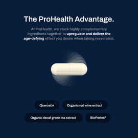 ProHealth ProHealth Resveratrol 1000mg | Pure Trans-Resveratrol | Plus Quercetin, Red Wine & Green Tea Extract | Clinically Studied to Support Cellular Health, Memory, Healthy Aging | 60 Capsules