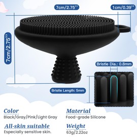 GEENOA Silicone Face Scrubber for Men, Manual Face Scrubber Exfoliator with Soft Bristles and Non-slip Handle, Gentle Facial Scrubber Face Brush for Super Lathering & Deep Cleansing(Black)