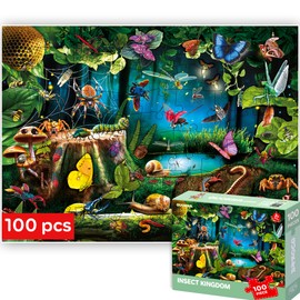 QUOKKA 100 piece Jigsaw Puzzles For Kids 4-6 - Jigsaws for Children Age 5 8 - Realistic Puzzle Toy for Learning Bugs - Game Gift for Boys and Girls