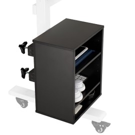 VIVO Clamp-on Under Desk Shelving Unit, Office Accessory Holder for Supplies, Gaming Devices, and More, Multi-Level Storage Shelves, Workstation Organizer, Black, DESK-SHELF3CL