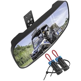 Polaris Ranger Rear View Mirror, HD Center Rear View Mirror for Polaris Ranger 500 570 900 XP 1000XP Crew 2017-2023 on the Factory Drop Down Mounting Tab (with 2pcs of Belt Bypass)