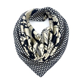 YOUR SMILE Silk Feeling Scarf Women's Fashion Pattern Black Floral Large Square Satin Headscarf (315)