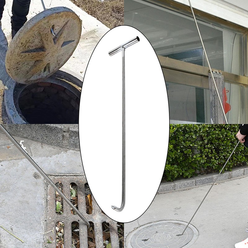 Manhole Hook Tool T Shape Hook Open Manhole Cover Versatile