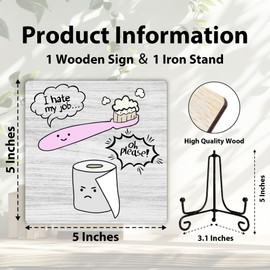 Funny Bathroom Decor Cute Cartoon Toothbrush Toilet Paper I Hate My Job Cute Bathroom Signs Women Men Bathroom Decor Bathroom Shelf Countertop Decor Cubicle Accessories Decor 5 x 5 Inches-090