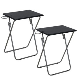LOFTEY Tv Trays Set of 2, Folding TV Dinner Table, Portable TV Tables for Living Room for Eating, Heavy Duty Foldable Side Table for Eating on Couch&Sofa, Black