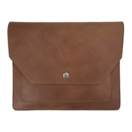 Hide & Drink, Slim Portfolio, Narrow Document Holder, Flat Messenger Case, Multipurpose Office Accessory, Full Grain Leather, Handmade, Single Malt Mahogany