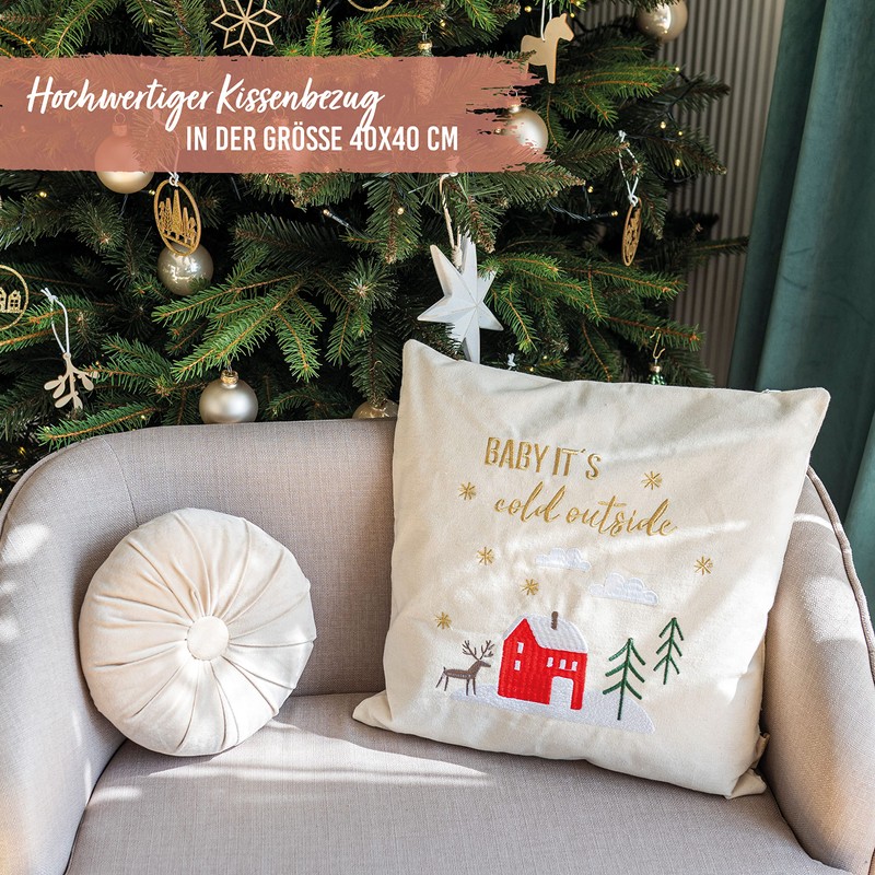 Papierdrachen Christmas Cushion Covers with the Saying Baby It's Cold