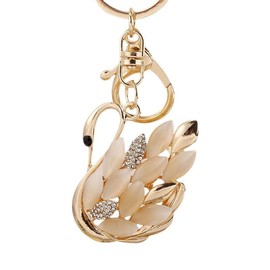 JTTBIGV Cute Animal BlingBling Crystals Keychain Animal Charm Keyring Car Bag Wallet Purse Handbags Cars Key Pendant Decor, White Swan, Small