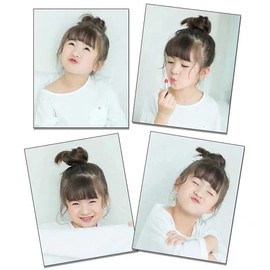 Kids' Scrunchie Wig, Hair Extension, Curl, Hair Ornament, Kimono, Kindergarten Entrance Ceremony, Recitals, Festivals, Events, 2-piece Set (Dark Brown)