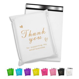 Jowlroel Thank You Poly Mailer 14.5x19 Inch 50 Pcs, Waterproof and Tear-Resistant Shipping Bags for Clothing, White Mailing Bags with Self-Seal, Cute Packaging Bags for Small Business