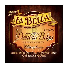 La Bella Strings "Double Bass 3/4 - RC610 - Chrome Steel Flat Wound" Strings for Double Bass - Chrome Steel Flat Wound On Rope Core - Set: G/D/A/E