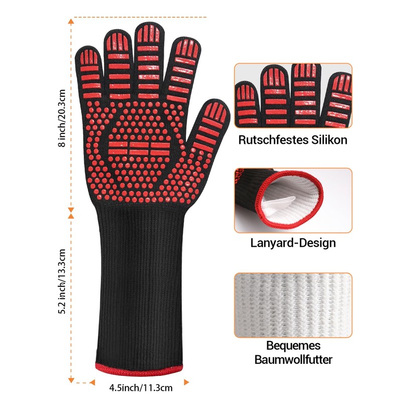 MILcea Barbecue Gloves, Heat Resistant, Oven Gloves, BBQ Gloves, BBQ