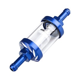 TNAIYH 5/16" Inline Motorcycle Fuel Filter, Aluminum Alloy Reusable Glass Fuel Gasoline Filter, Waterproof Removable Car Modification Accessories, Universal for ATV Dirt Bike (Blue)