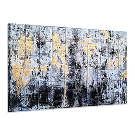 GALLERIEWALLA Black White and Gold Canvas Wall Art - Abstract Oil Painting with Textured - Contemporary Artwork for Living Room Bedroom Bathroom Decor