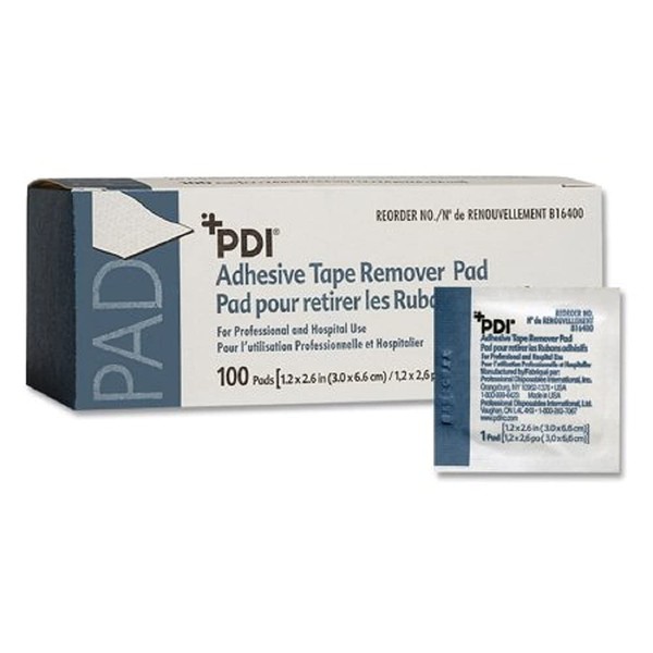PDI Healthcare B16400 Adhesive Tape Remover Pad, 1.2" Width, 2.6" Length, Pack of 100