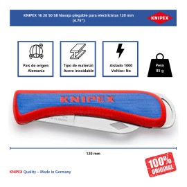 Navaja Plegable Para Electricistas 4.75'' Knipex 16 20 50 Sb