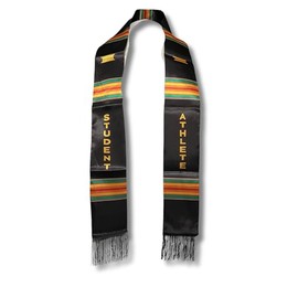 Generic Student Athlete Sublimated Kente Cloth Graduation Stole - Vibrant Satin Finish, Red, Black, Yellow, Green