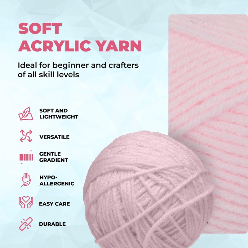 Mary Maxim Baby’s Best Pink Yarn for Crocheting and Knitting,
