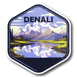 PREMIUM DECALS - Denali National Park Sticker Nice Vinyl Good and Evil Die Cut Vinyl Decal for Windows Cars Trucks Bumper Laptops MacBook Size 5"