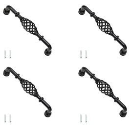 Lxoraziy Pack of 4 Vintage Metal Cabinet Handles, Antique Birdcage Cabinet Handles, Antique Door Knob with Screws Drawer Handle for Kitchen Cabinet, Drawer, Cupboard