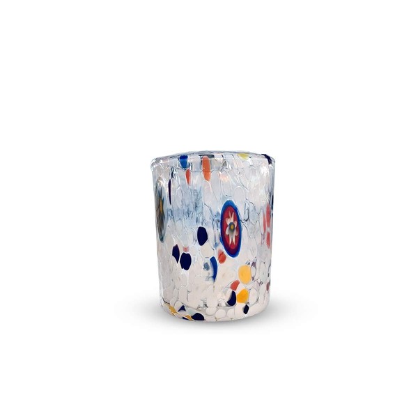 Gocce di Murano Lot de 6 verres à liqueur de pluie arc-en-ciel en verre de Murano soufflé à la main, colorés, élégants et précieux (blanc, 6)