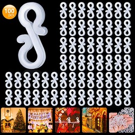 TITE 100 PCS Mini Plastic Gutter Hanging Hooks Outdoor Christmas Lights Hooks Clips for Christmas Party Birthday Wedding Decoration (B)