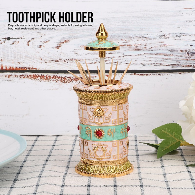 Home Kitchen Hotel Rotating Press Toothpick Holder Box Dispenser Organizer